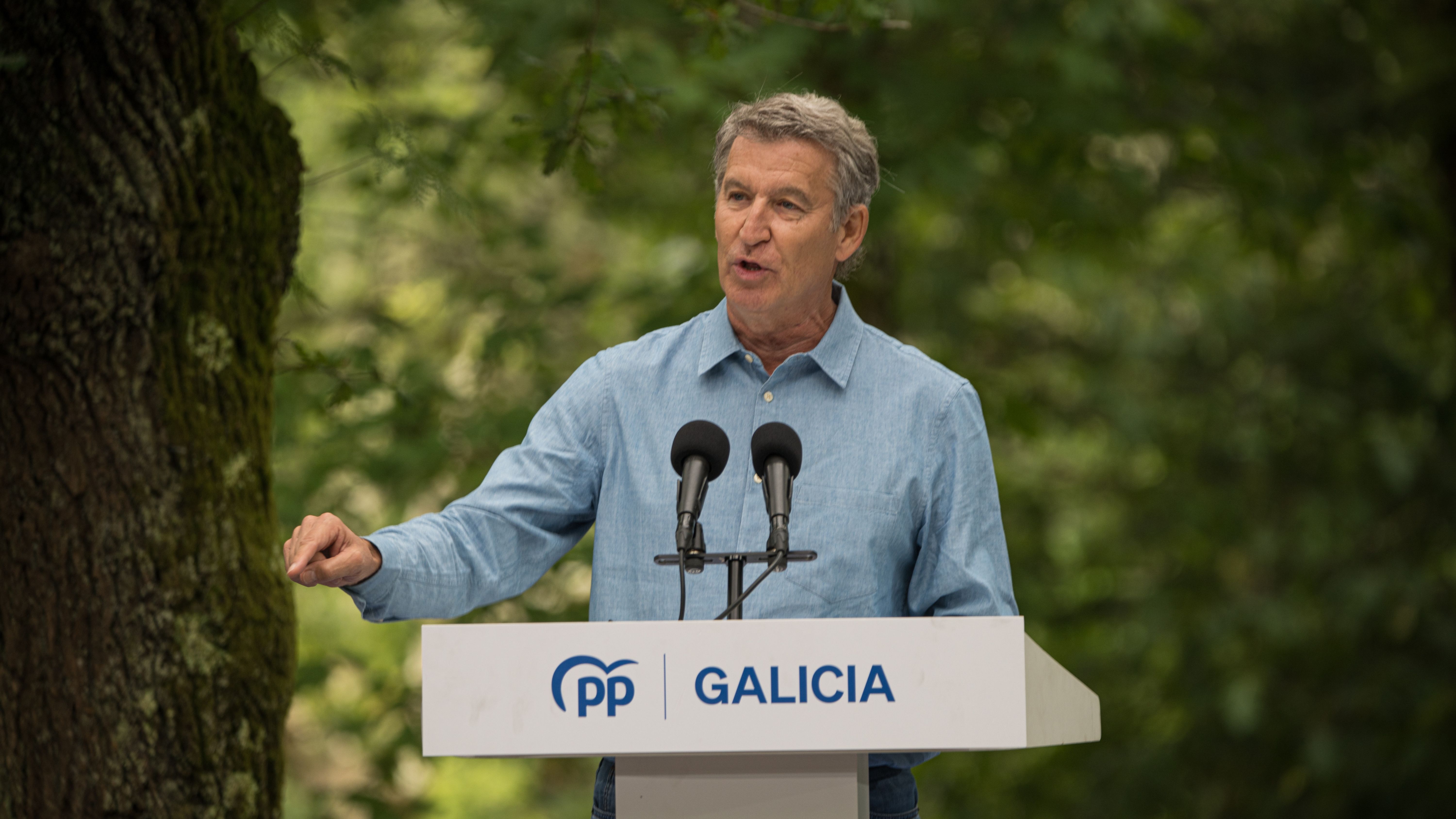 El presidente del PP y líder de la oposición, Alberto Núñez Feijóo, durante el acto de apertura del curso político del PP, a 29 de agosto de 2026, en Cerdedo-Cotobade, Pontevedra, Galicia (España).