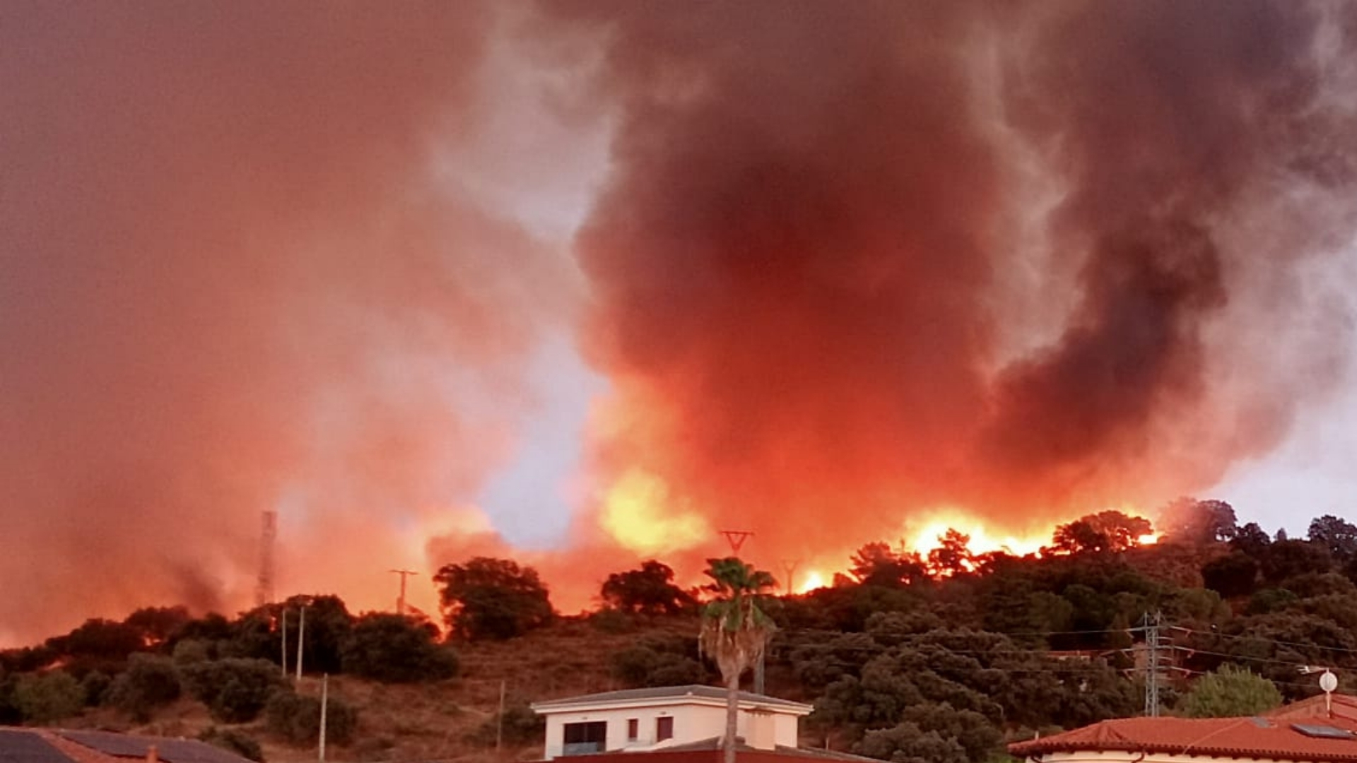 Incendio que se producía en la noche del día 19 de septiembre en Navalmoral de la Mata