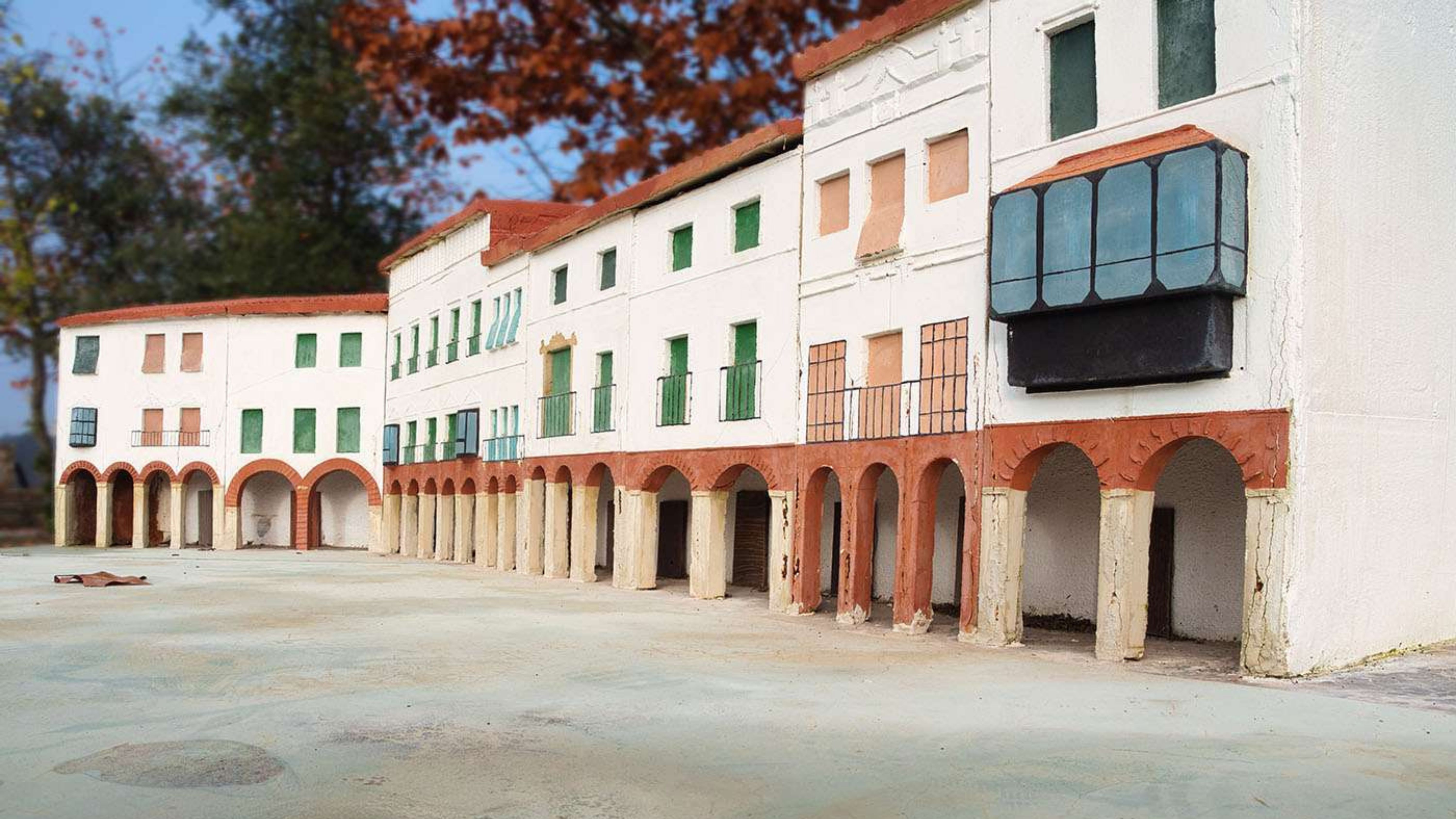Maqueta de la Plaza Chica y Plaza Grande de Zafra (Badajoz) que se puede ver en el Parque Temático de Extremadura.