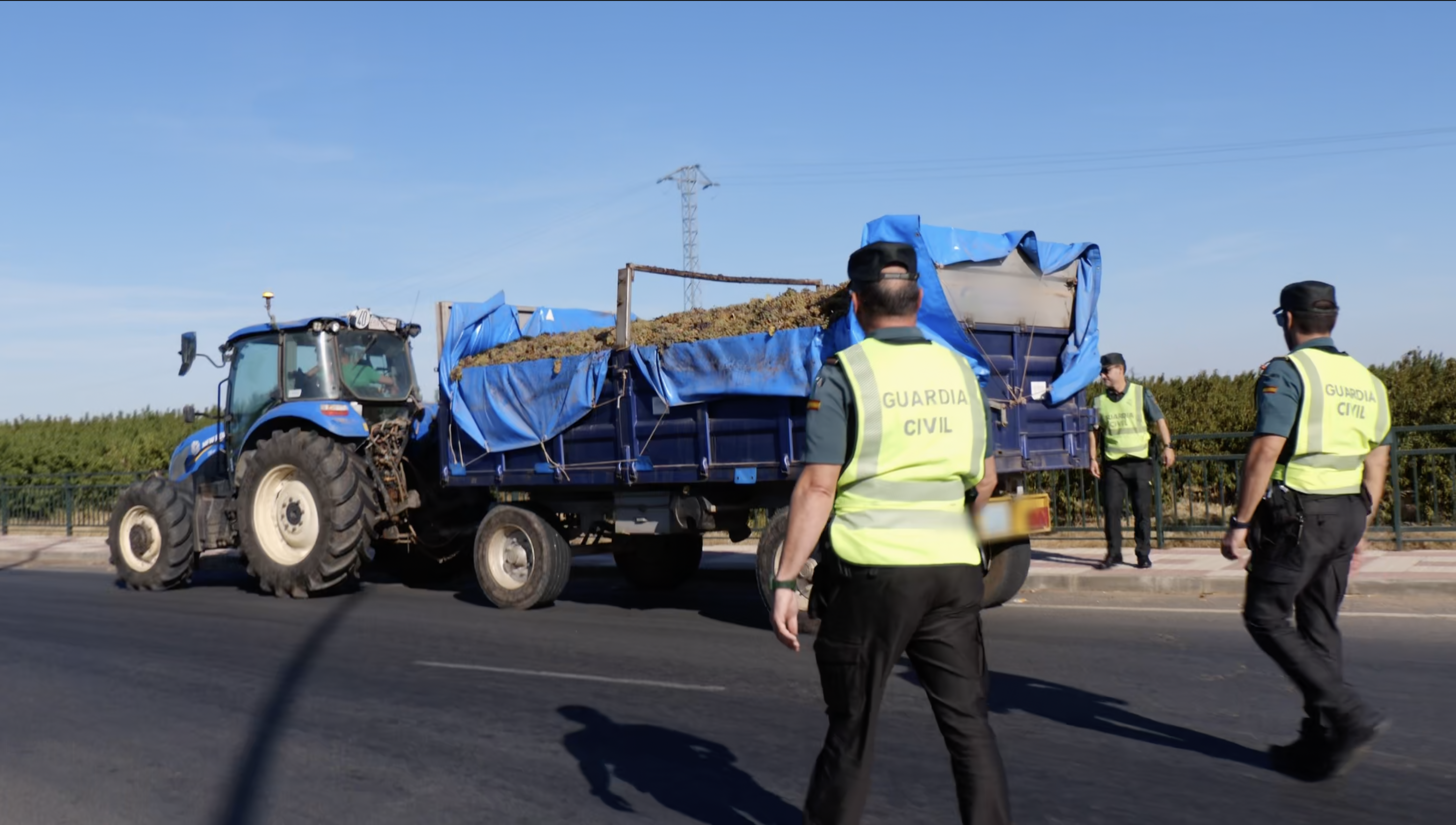 Agentes del Grupo RACE de la Guardia Civil realizan un control durante la campaña de la aceituna