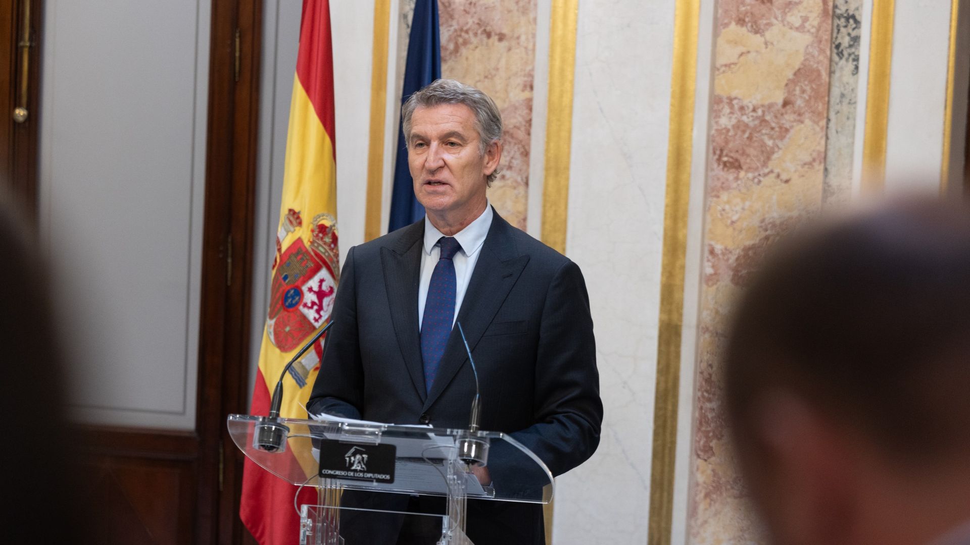 El presidente del Partido Popular, Alberto Núñez Feijóo, durante una sesión plenaria