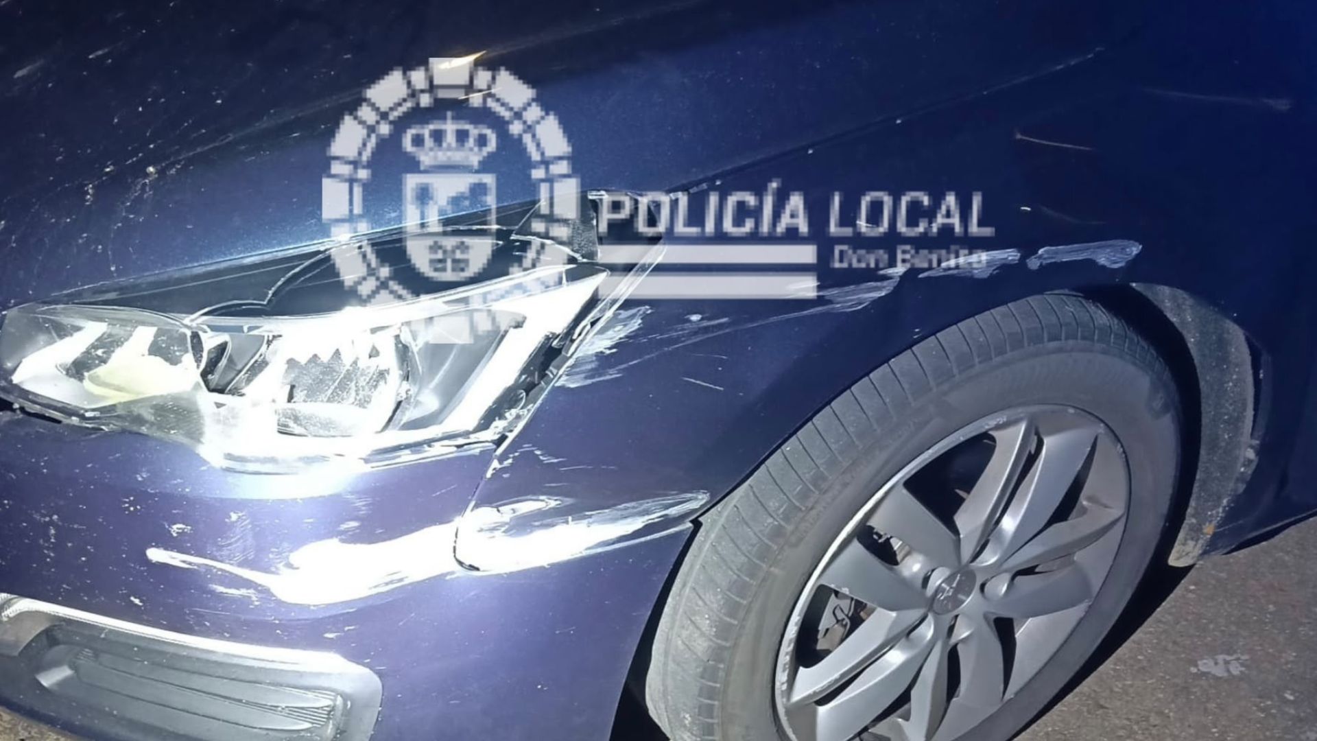 Daños sufridos por el vehículo robado durante la persecución
