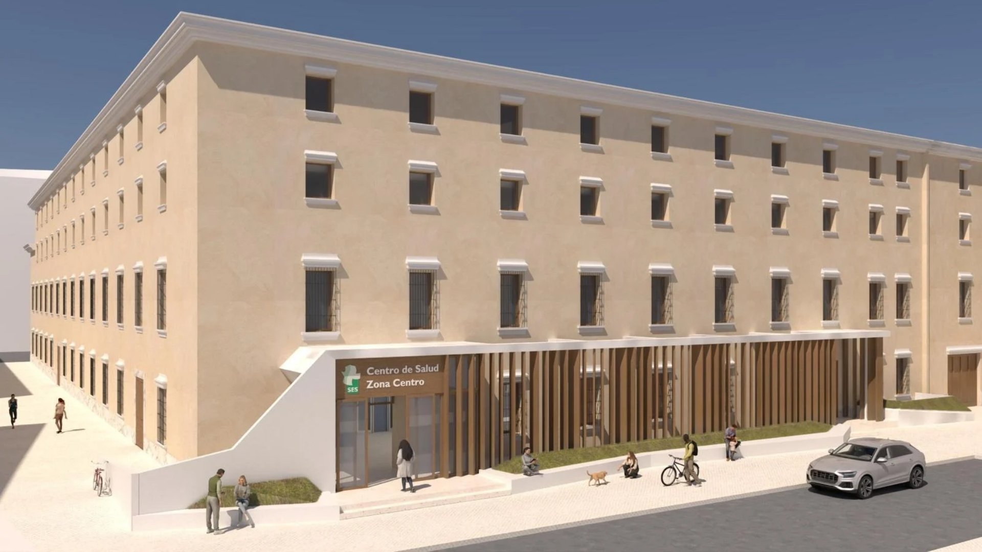 La fachada del futuro centro de salud 'Los Pinos' de Badajoz