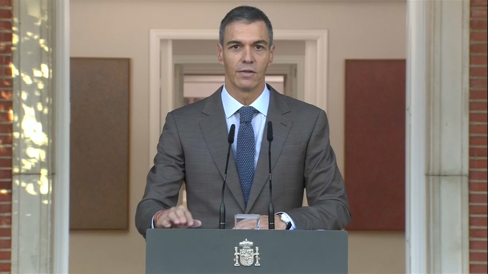 Pedro Sánchez, durante el anuncio de adelanto electoral.