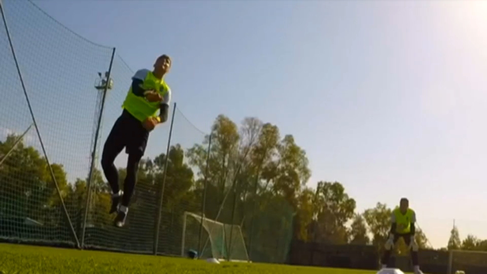 Kike Royo y Juanjo Garrancho en un entrenamiento del Badajoz previo a los playoff de ascenso