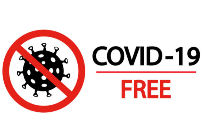 Imagen de un cartel de covid free