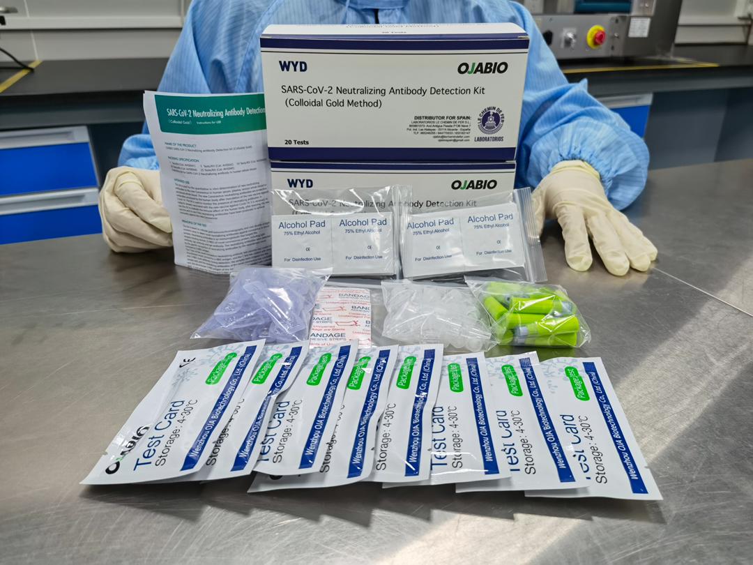 Imagen de los test de la empresa Ojabio para detectar los anticuerpos neutralizantes.