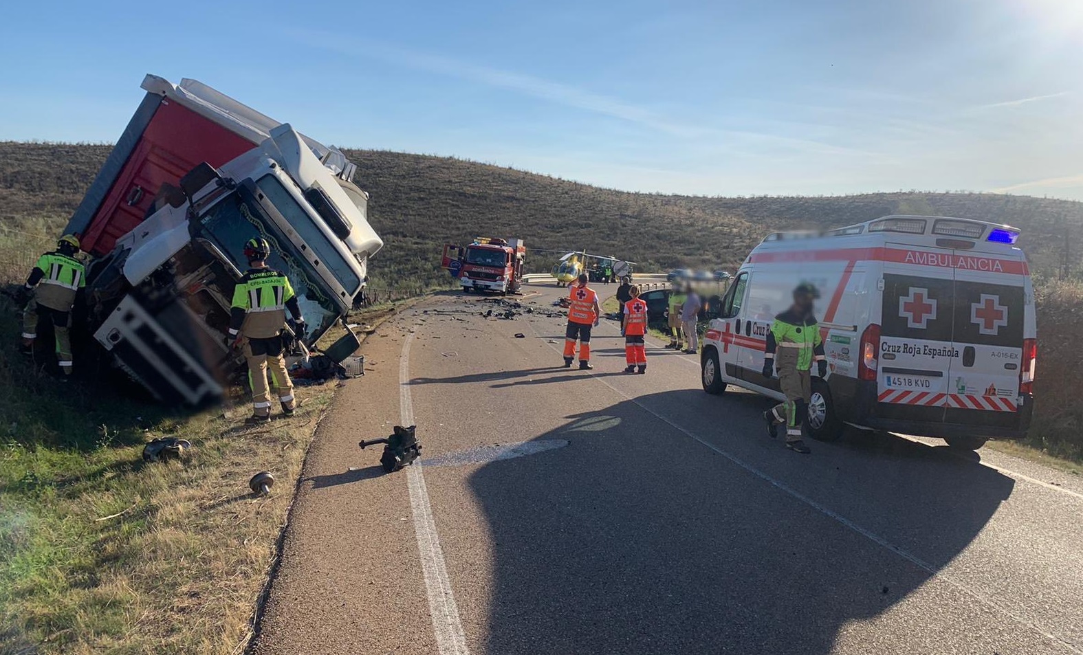 Accidente entre Palomas y Almendralejo