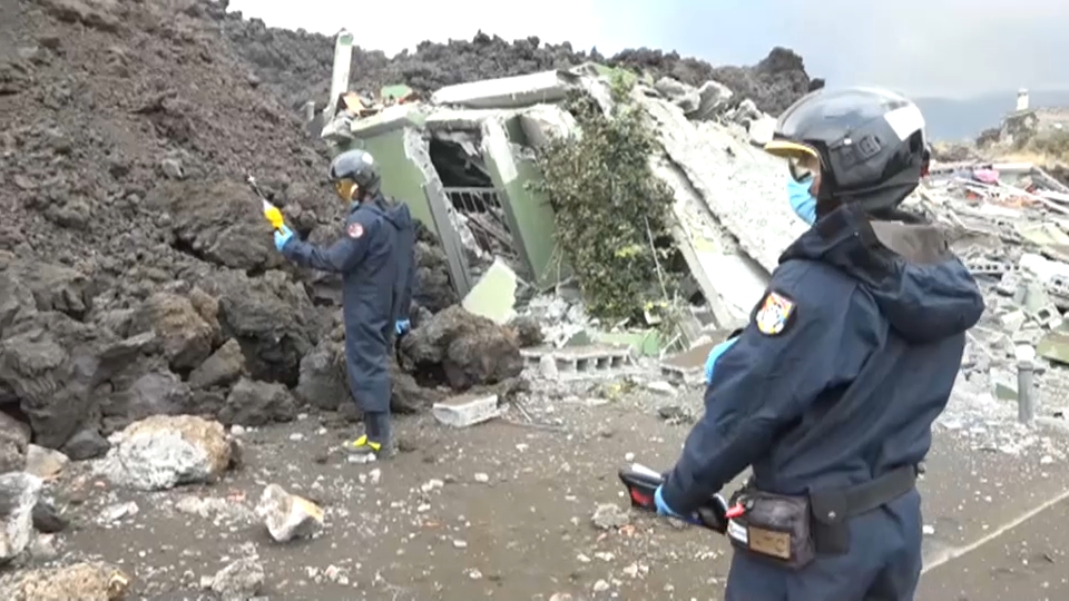 Casa derrumbada por la colada en La Palma