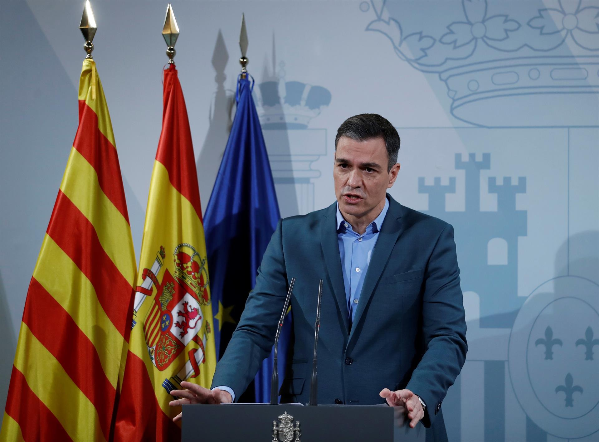 Pedro Sánchez, durante la declaración institucional sobre la sexta ola del covid-19