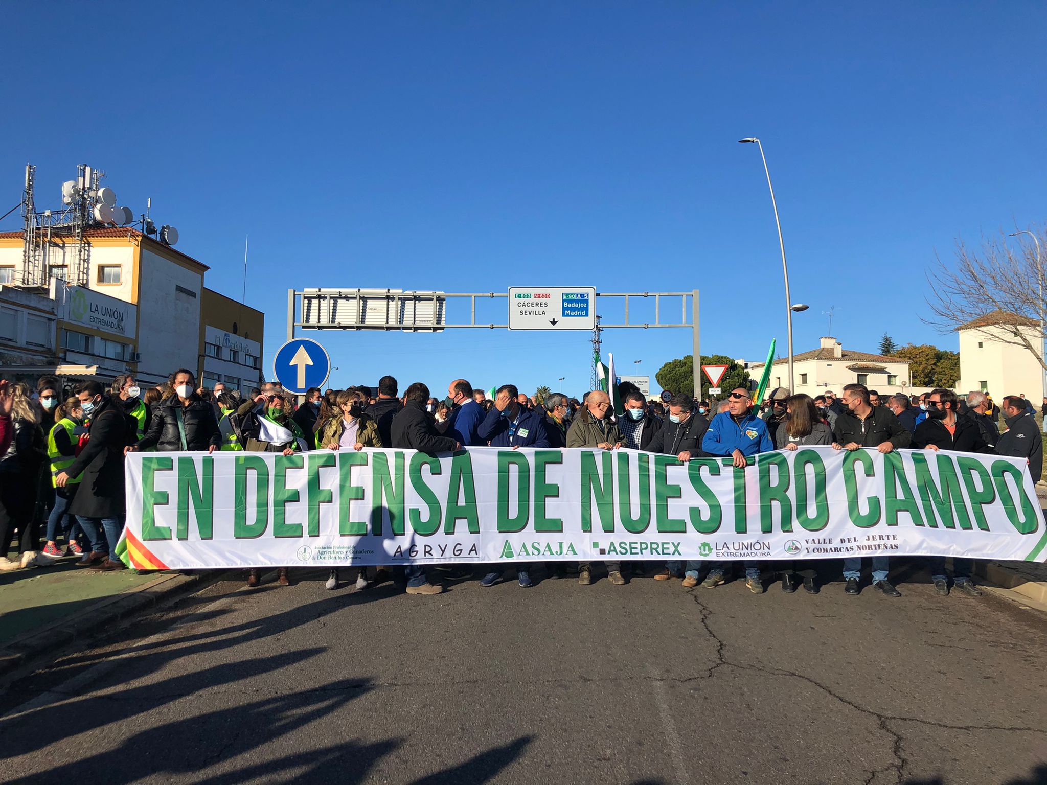 Cabecera de la manifestación de agricultores