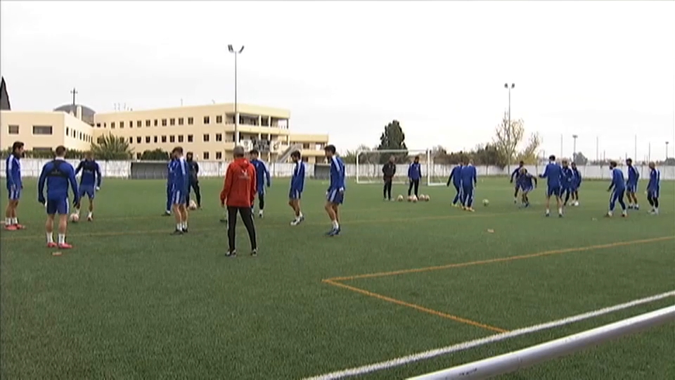 Los jugadores del Badajoz en un entrenamiento esta temporada