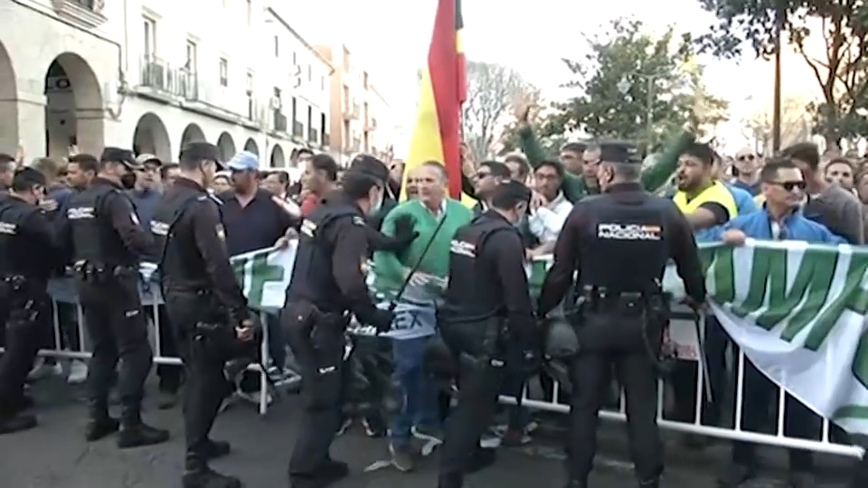Manifestación de agricultores en Don Benito