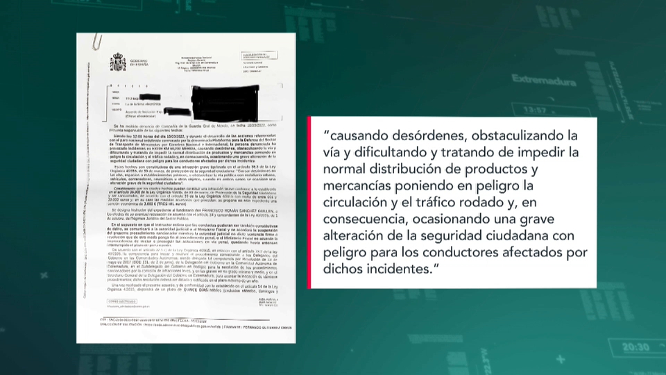 Fragmento de una de las multas que han recibido alguno de los transportistas