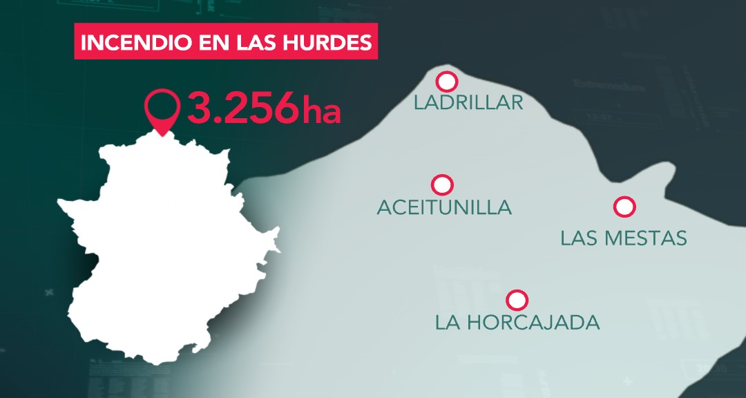 El incendio de Las Hurdes quemó 3.256 hectáreas y afectó a cuatro núcleos de población
