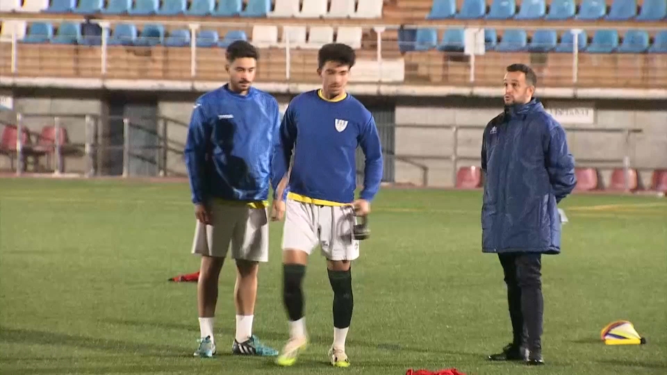 Alex Herrera durante el entrenamiento del Olivenza