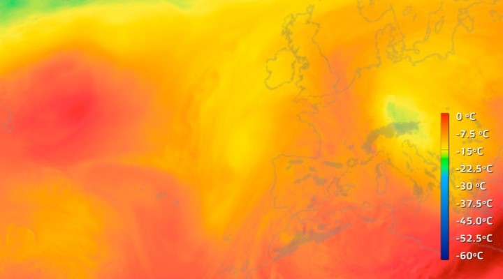 Temperatura a 500 hPa para el viernes 12 de agosto de 2022.