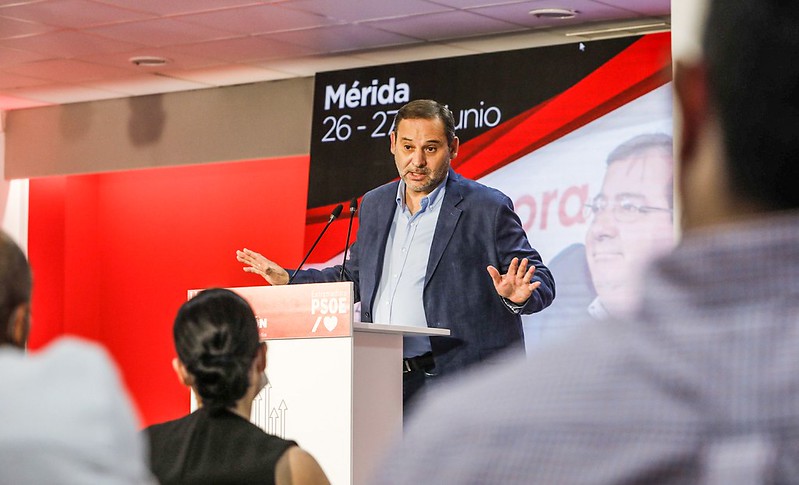 El secretario de Organización del PSOE, José Luis Ábalos, este sábado en Mérida.