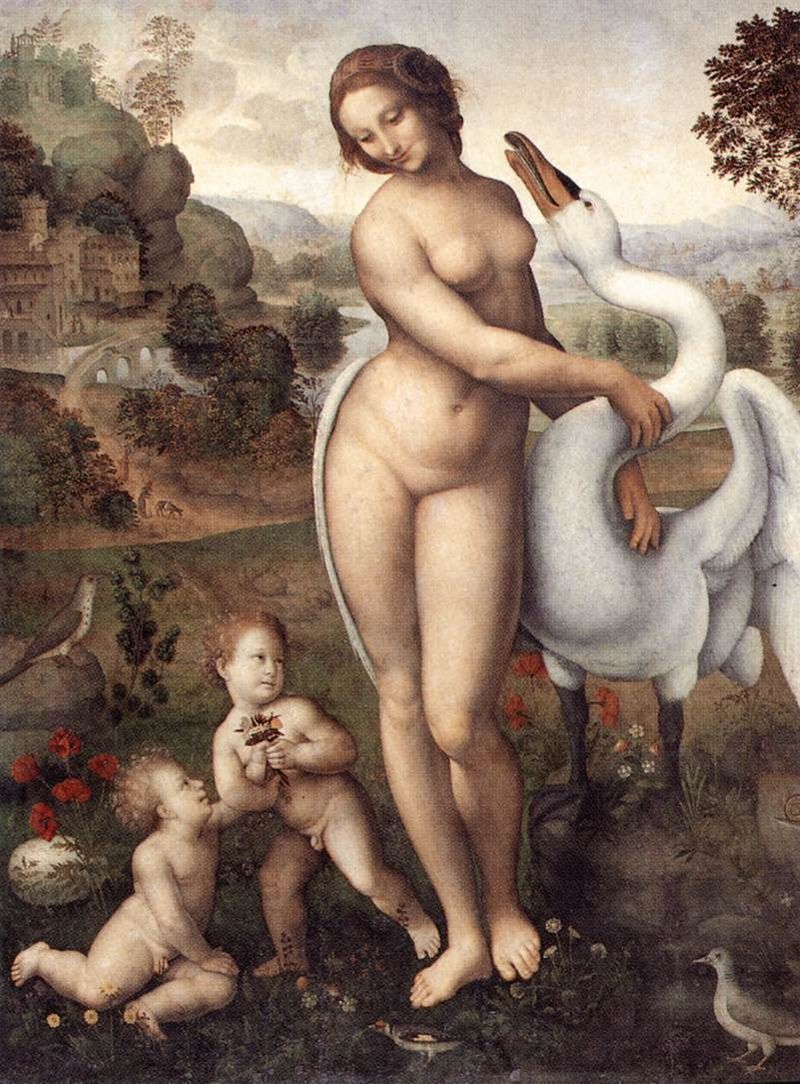 Leda y el cisne. Leonardo da Vinci.