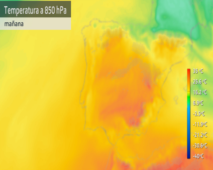 Temperatura a 850 hPa para el 9 de junio.