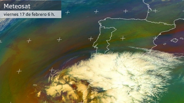 Imagen del Meteosat (Masas de aire) viernes 17 de febrero 6 h. Eumetsat