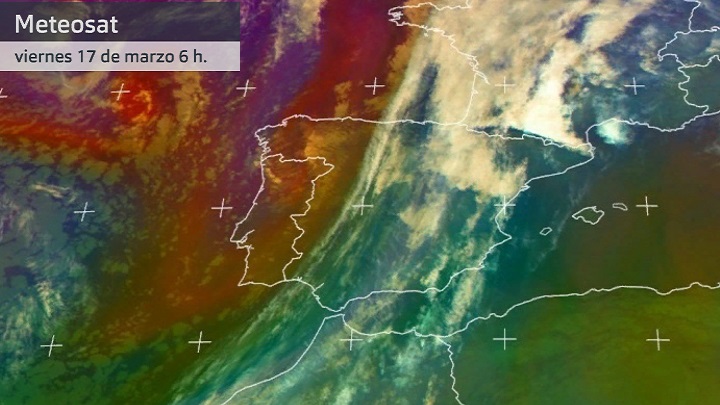 Imagen del Meteosat (masas de aire) viernes 17 de marzo 6 h.