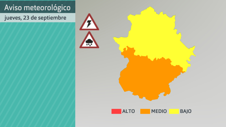 Aviso de Aemet por lluvias y por tormentas para hoy jueves 23 de septiembre
