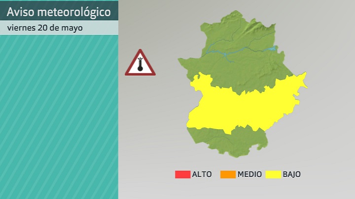 Aviso meterólogico por altas temperaturas para hoy viernes 20 de mayo. Aemet