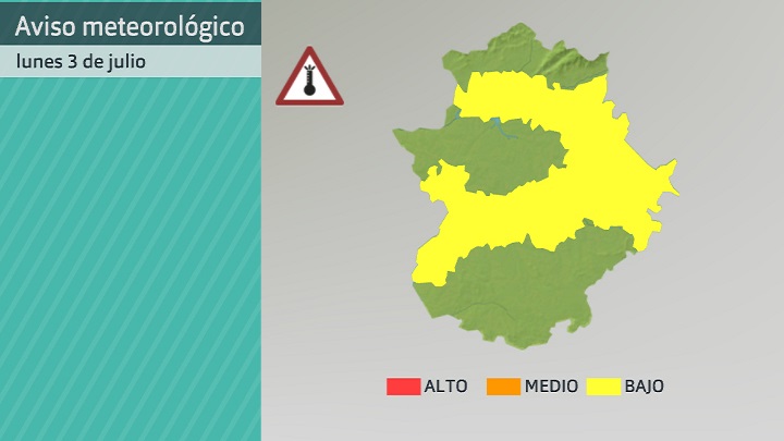 Avisos meteorológicos (Aemet) para hoy lunes 3 de julio