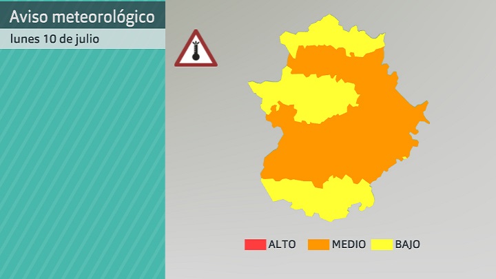 Avisos meteorológicos (Aemet) para hoy lunes 10 de julio