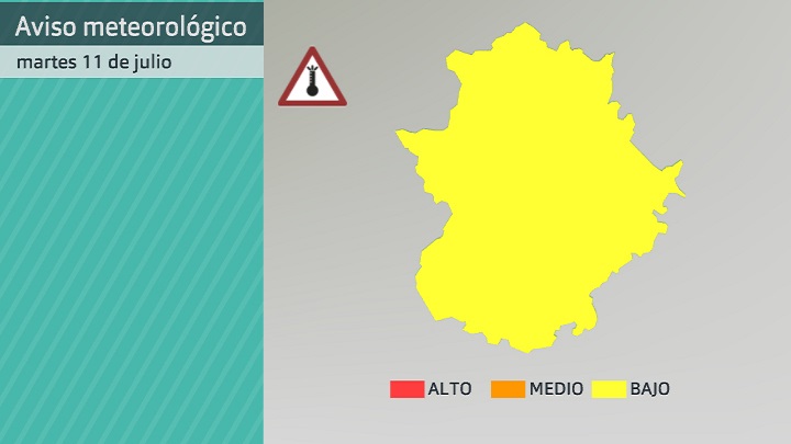 Aviso meteorológico (Aemet) para hoy martes 11 de julio