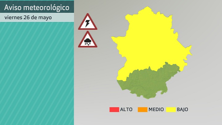 Avisos meteorológicos (Aemet) para hoy viernes 26 de mayo