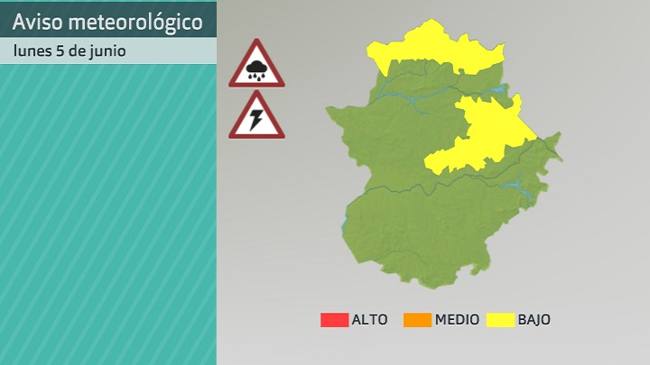 Aviso meteorológico (Aemet) para hoy lunes 5 de junio