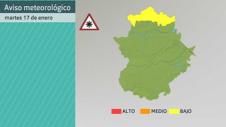 Aviso meteorológico (Aemet) por nieve para hoy martes 17 de enero