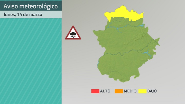 Mapa de avisos del lunes 14 de marzo