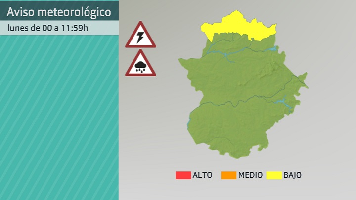 Aviso meteorológioco (Aemet) para hoy lunes 29 de agosto