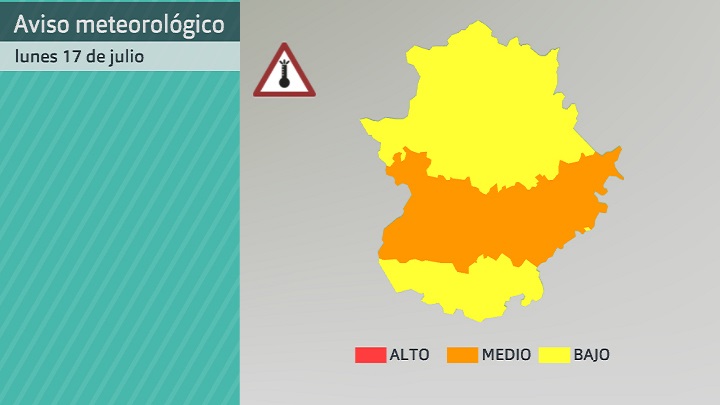 Mapa de avisos meteorológicos (Aemet) para hoy lunes 17 de julio