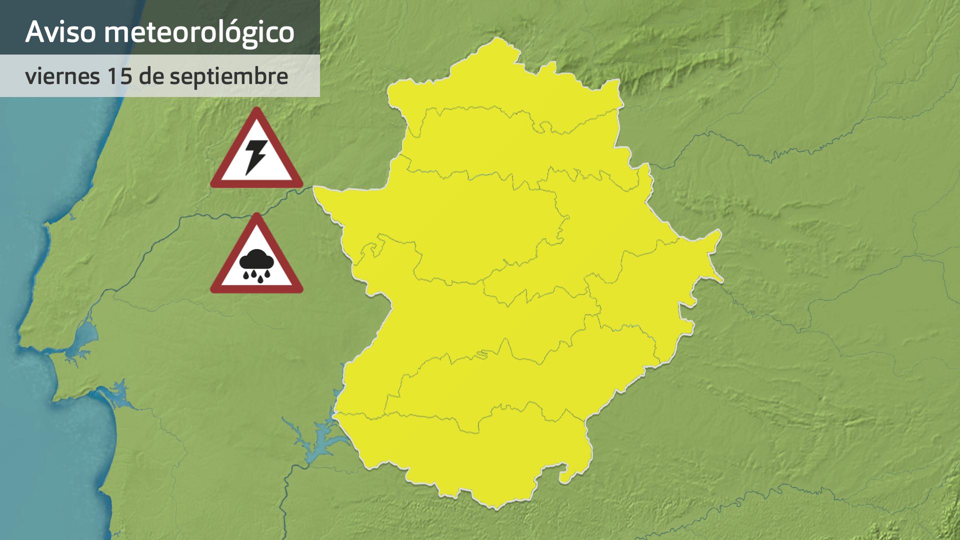 Avisos meteorológicos (Aemet) para hoy viernes 15 de septiembre