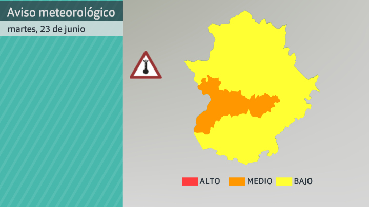 Aviso de AEMET por altas temperaturas para el martes 23 de junio