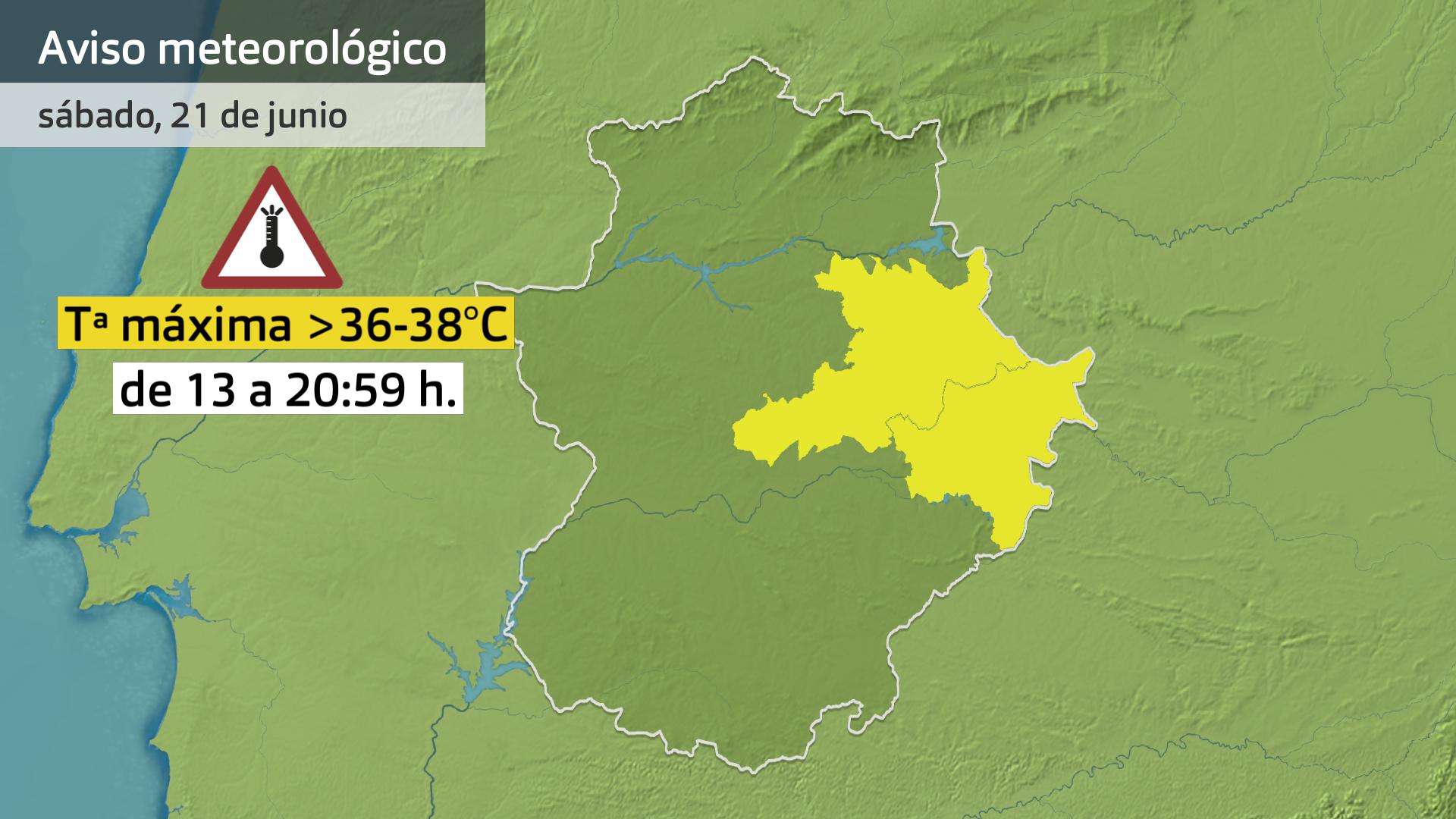 Mapa de avisos del 21 de junio
