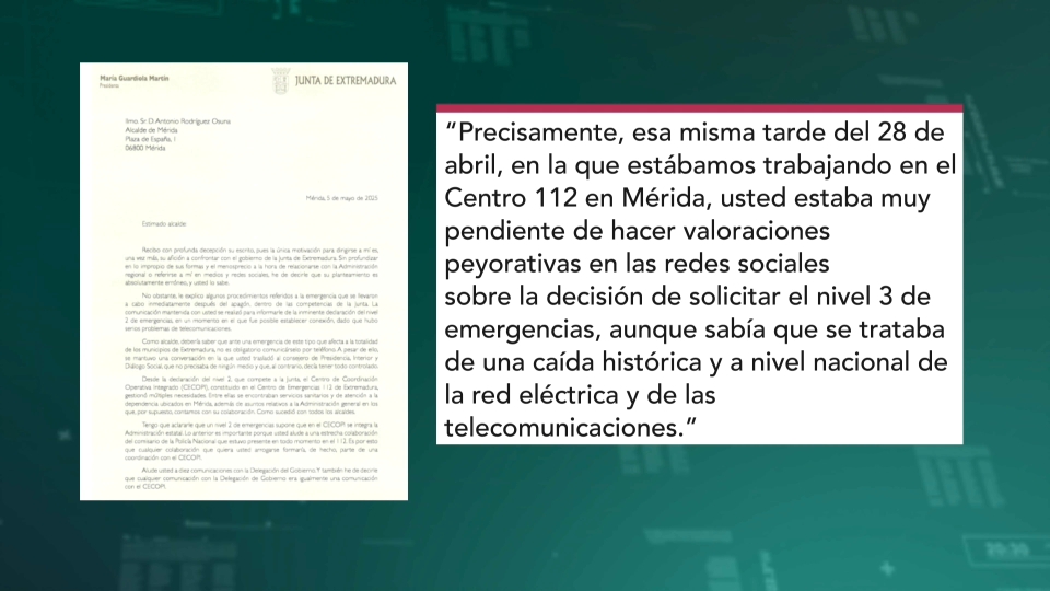 Cruce de reproches entre el alcalde de Mérida y la presidente de la Junta a raíz del apagón