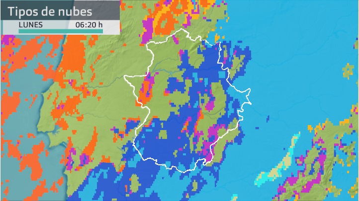 Imagen del Meteosat (tipos de nubes) lunes 27 de septiembre 6:20 h.