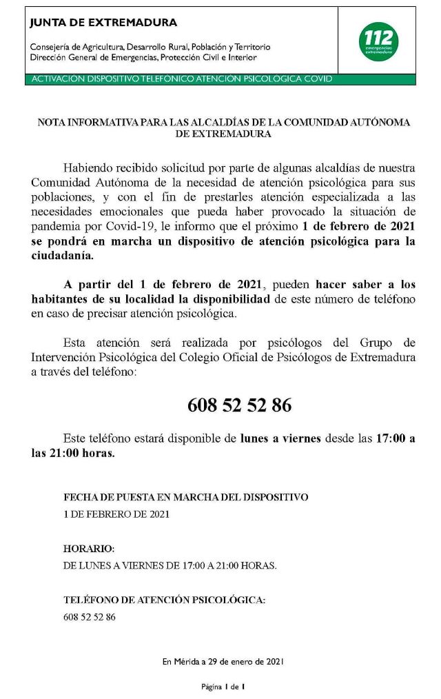 Circular de la Junta enviada a los ayuntamientos.