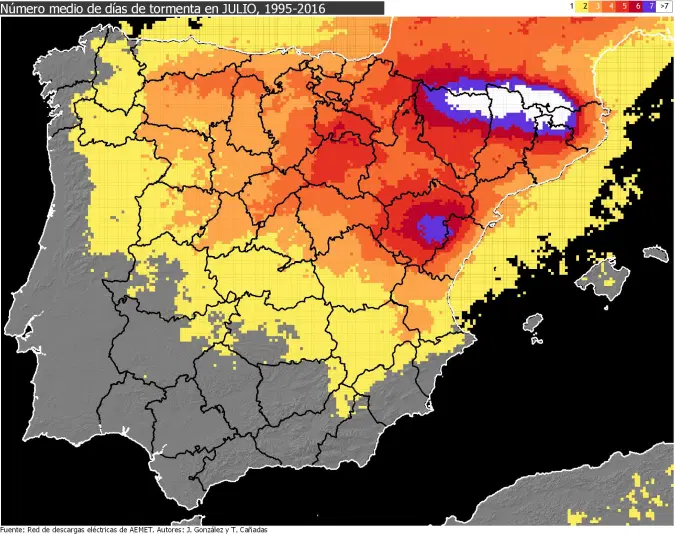 Número medio de días de tormenta