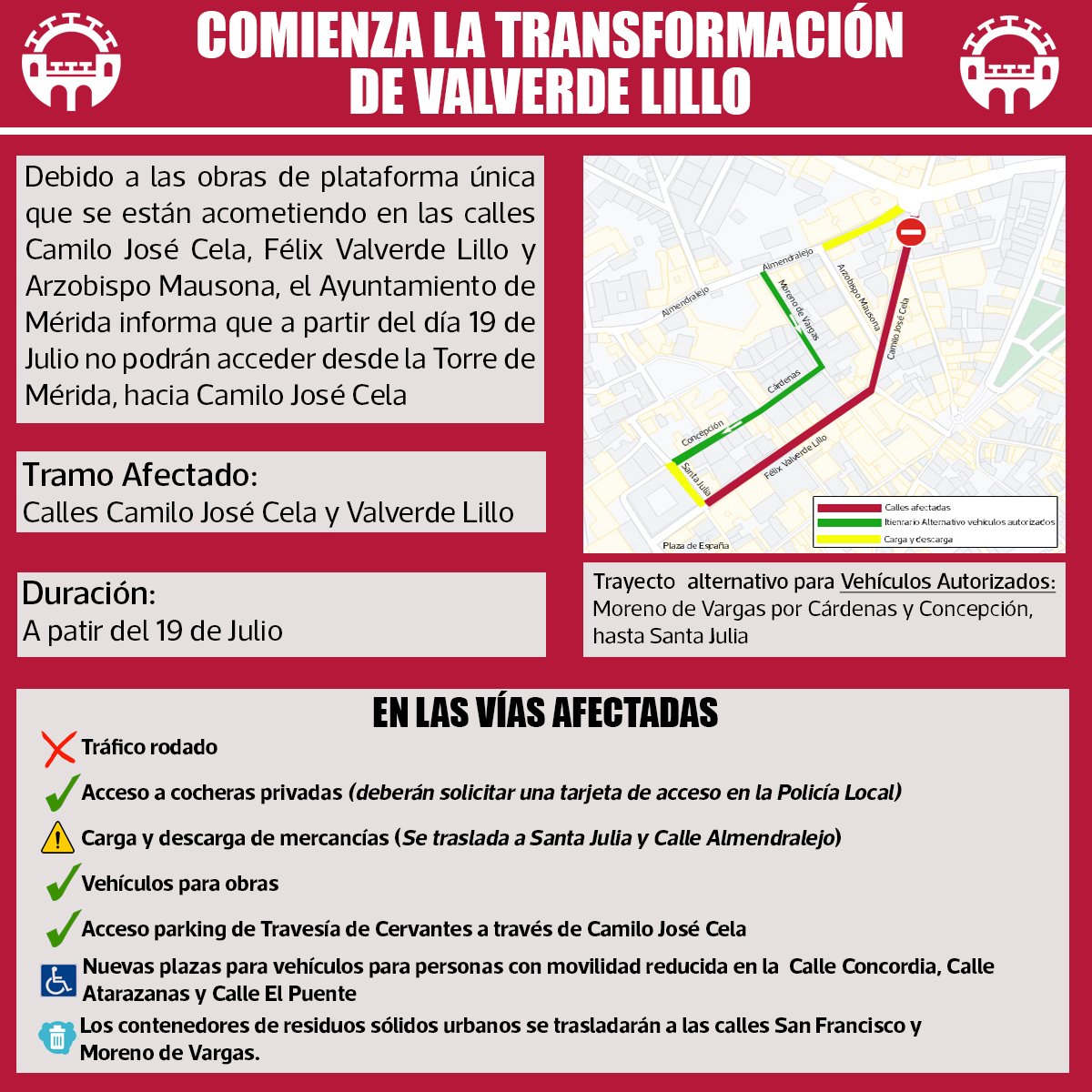 Cartel informativo sobre el inicio de las obras