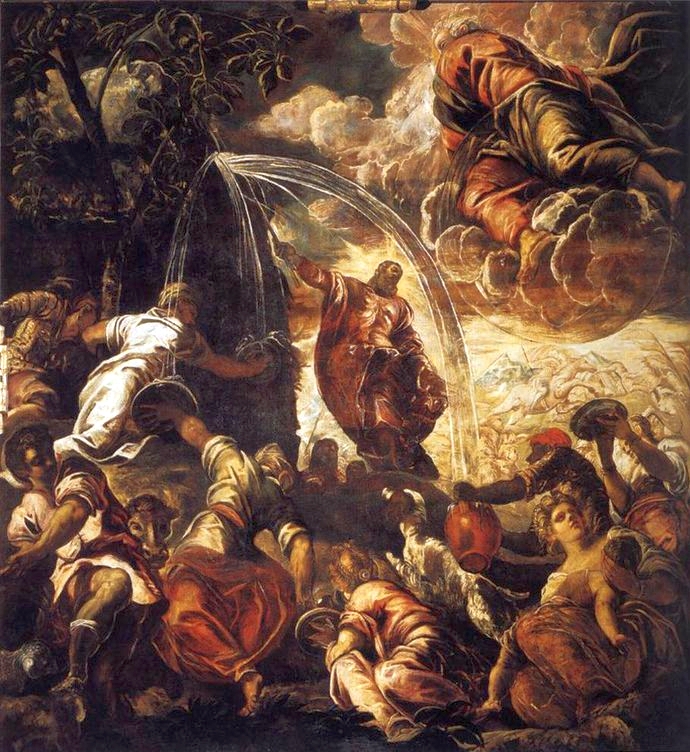 Moisés hace manar agua de la roca. Tintoretto.