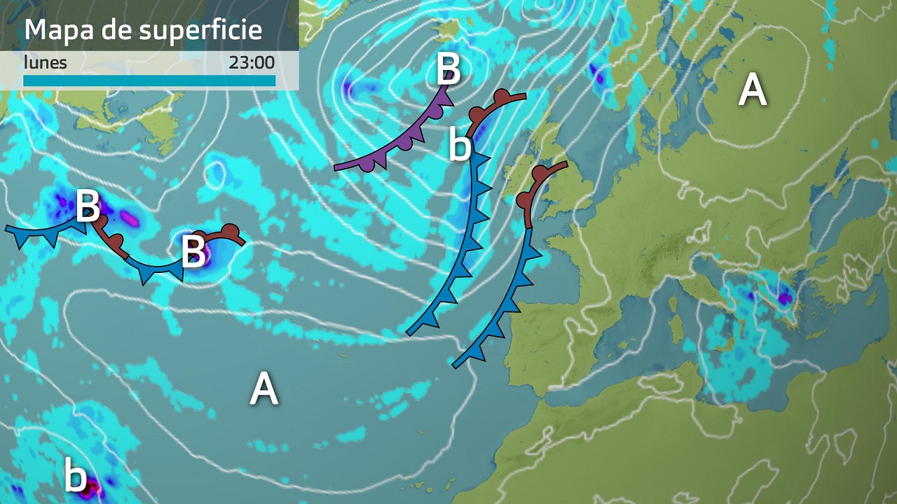 Mapa de superficie del lunes