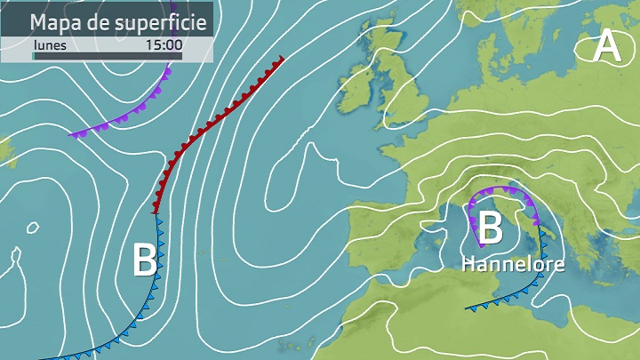 Mapa de superficie + frentes lunes 23 de enero