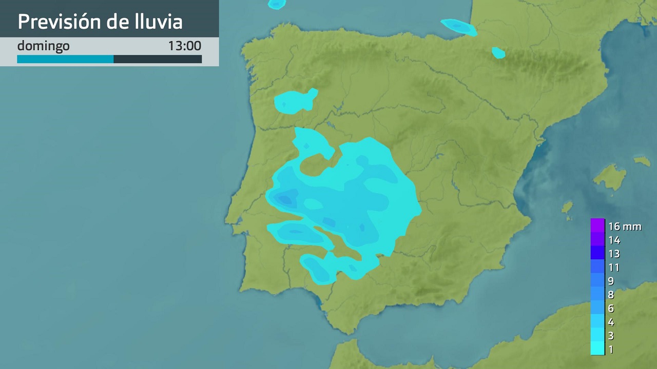 Lluvia prevista para el mediodía del domingo