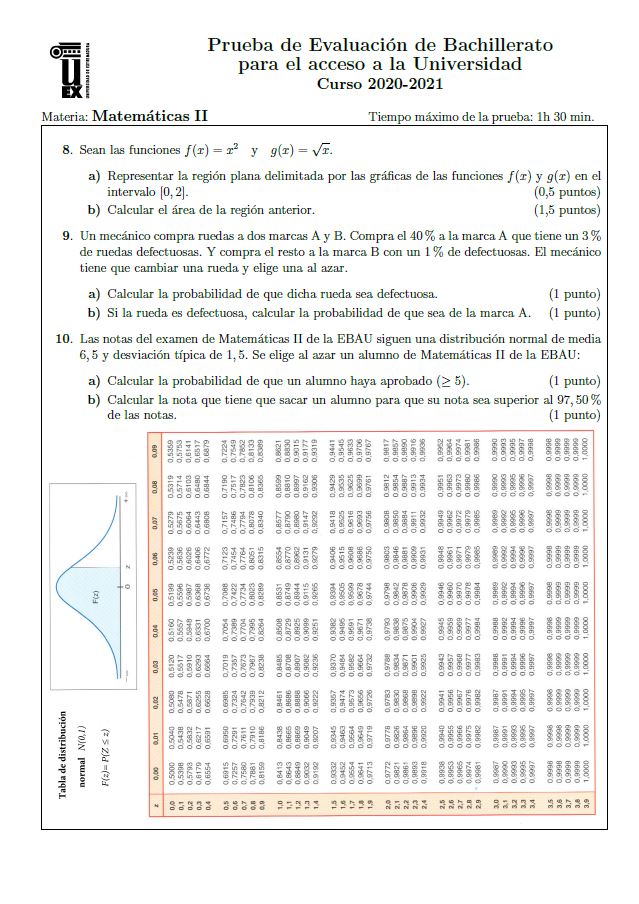 Primera parte del examen de Matemáticas III